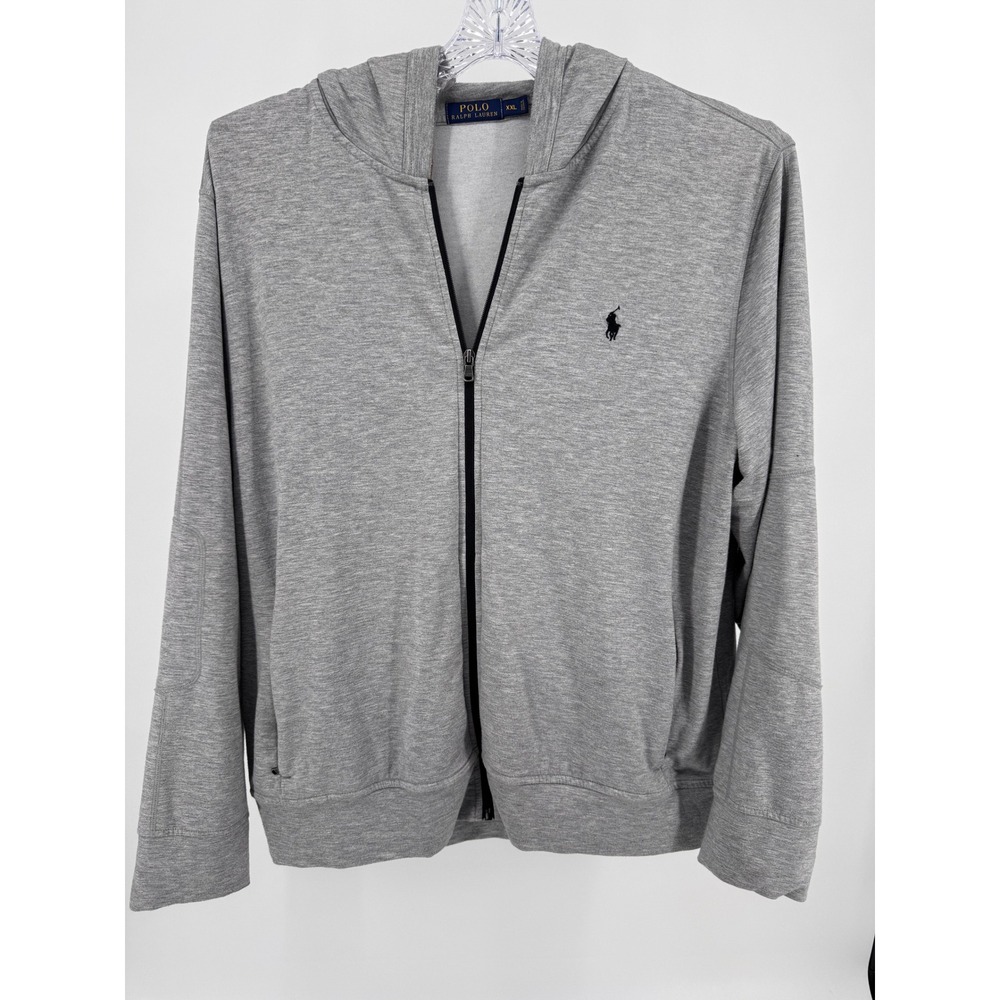 Polo Ralph Lauren Hoodie Jacket XXL Gray Full Zip Pony Preppy Sweatshirt Men